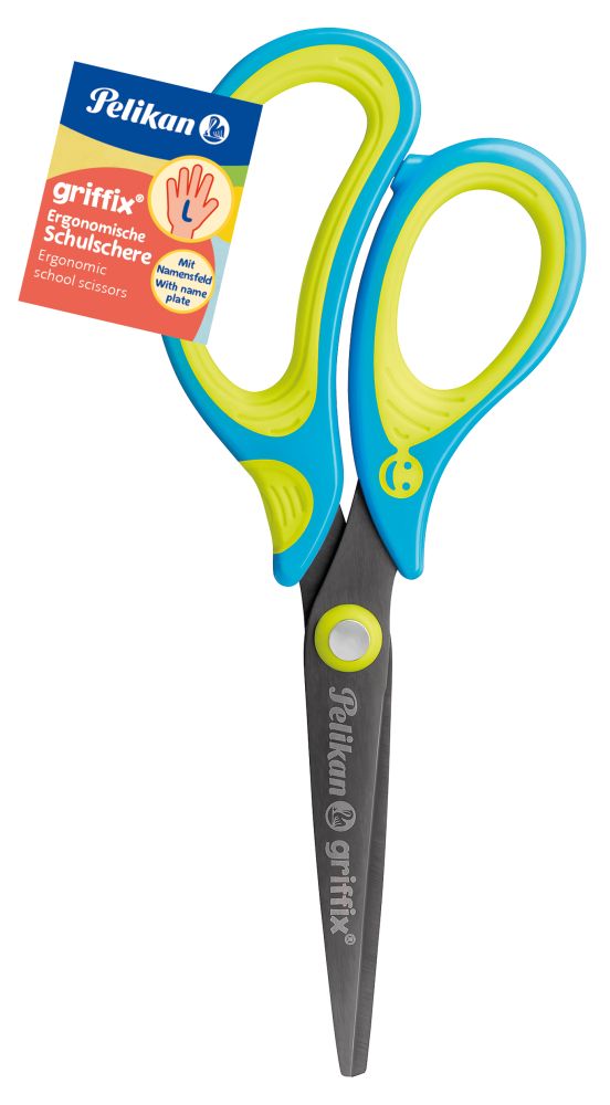 Schulschere Griffix blau-limette, Linkshänder