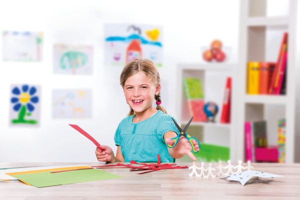 Schulschere Griffix blau-limette, Linkshänder