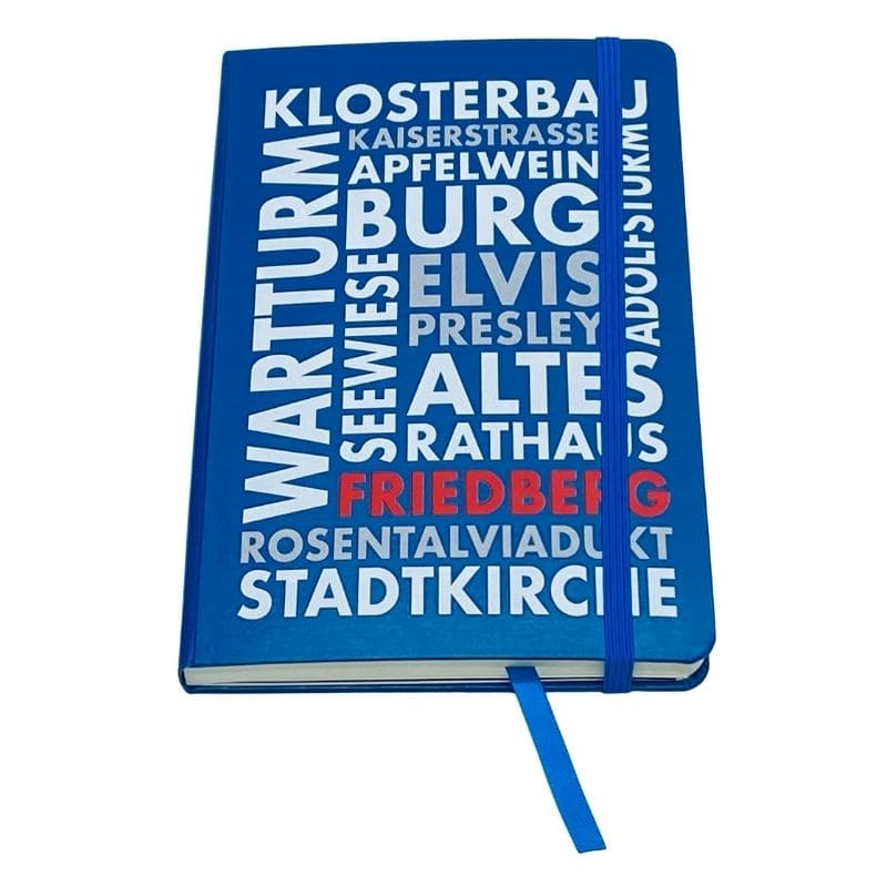Friedberger Notizbuch A5 Wortwolke Friedberger HIghlights vers. Farben