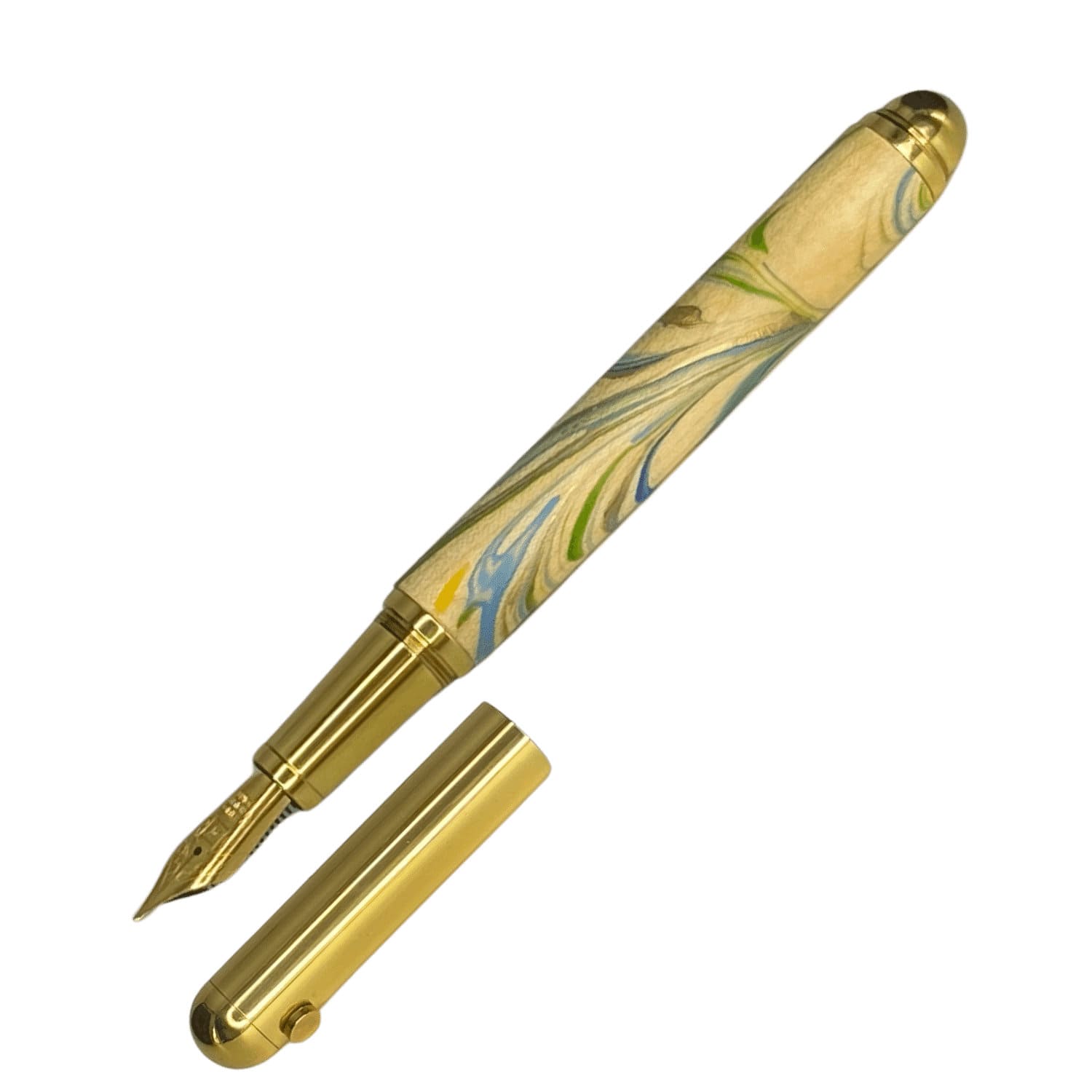 CONTRACT Marble  Füllfederhalter Gold marmoriert Messing | e+m Holzprodukte