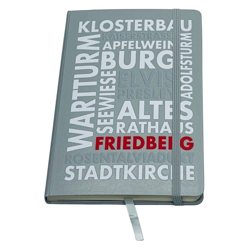 Friedberger Notizbuch A5 Wortwolke Friedberger HIghlights vers. Farben