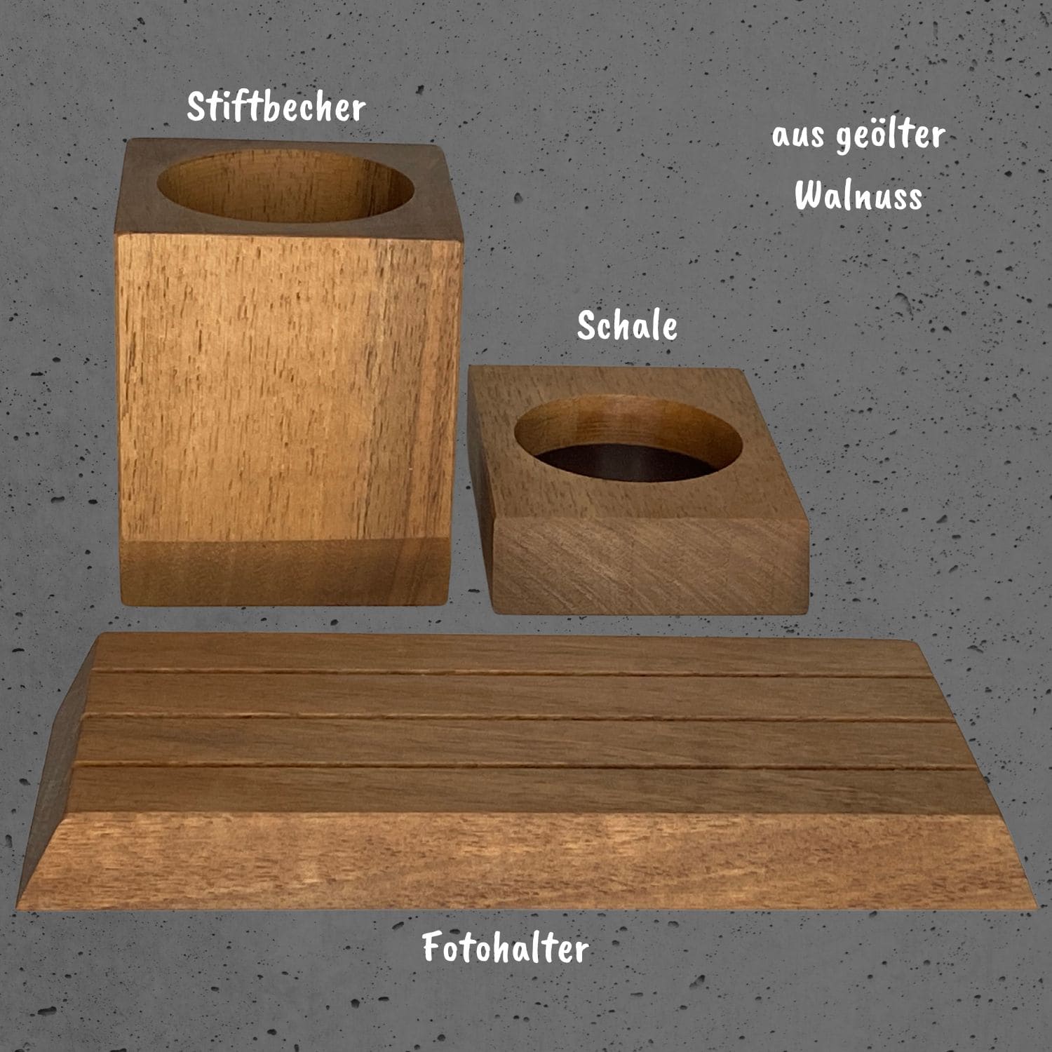 TRiO Schreibtisch-Set Walnuss Organizer | e+m Holzprodukte