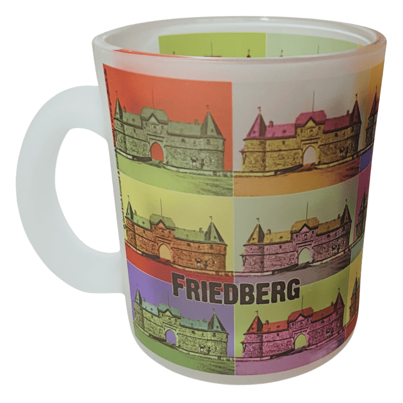 Friedberg Glastasse Frosted mit Popart südl. Burgeingang