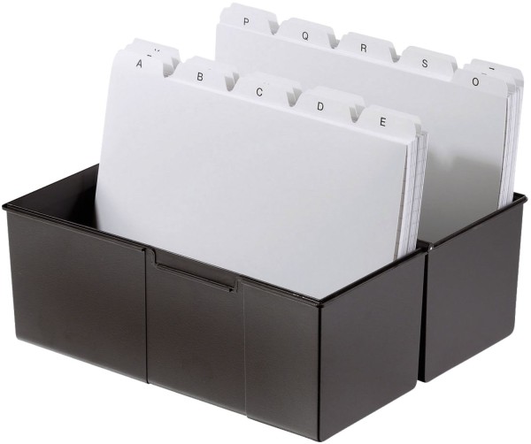 HAN Karteibox DIN A5 quer, für 450 Karten mit Stahlscharnier, schwarz