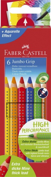 FABER-CASTELL Buntstift Jumbo GRIP - 6 Farben sortiert, Kartonetui