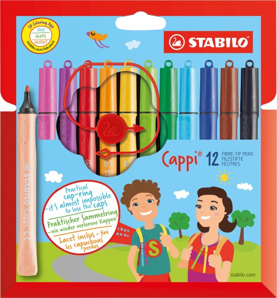 STABILO Faserschreiber Cappi 12 Farben Kartonetui