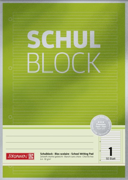 Brunnen Schulblock A4 Premium, Lin01 50Blatt