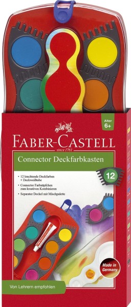 FABER-CASTELL CONNECTOR Farbkasten 12 Farben, inkl. Deckweiß