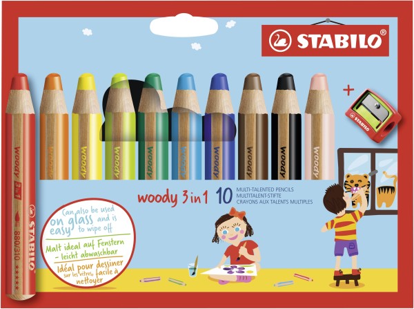 Farbstift Woody 10er Etui + Spitzer