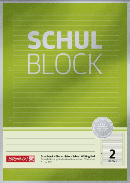 Brunnen Schulblock A4 Premium, Lin02 50Blatt