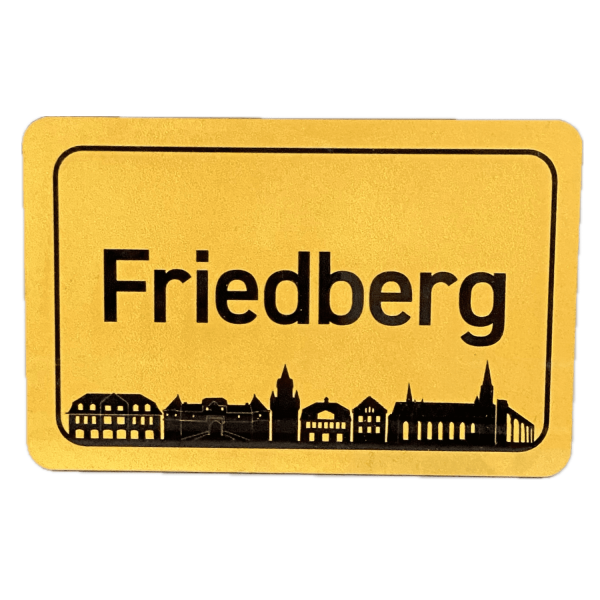 Friedberg Souvenirs Eco Magnet Ortsschild Friedberg mit Sehenswürdigkeiten Skyline