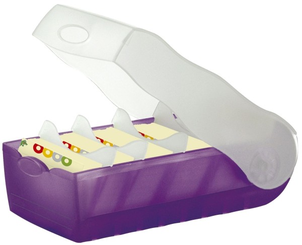 HAN Karteibox CROCO, DIN A8, für 500 Karten, incl. 5 Stützplatten, lila-transluzent