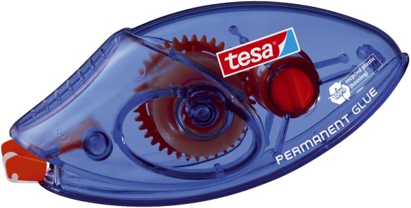 tesa® Roller Kleben Permanent Einweg, Bandgröße (L x B): 8,5 m x 8,4 mm, blau