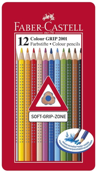 Faber-Castell Buntstift Colour GRIP - 12 Farben, Metalletui
