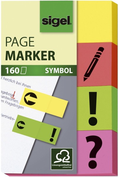 SIGEL Haftmarker Symbol - 50 x 20 mm, 4 Farben, 160 Streifen