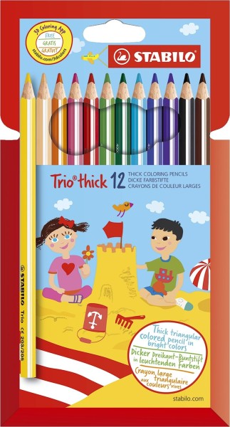 Stabilo® Dreikant-Buntstift Trio® - dick, Kunststoffetui mit 12 Stiften