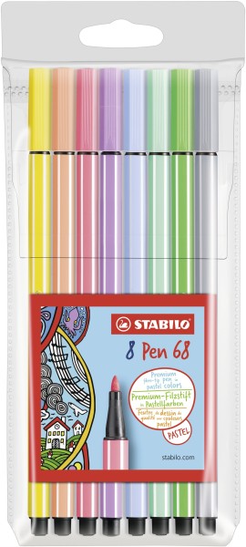 STABILO Faserschreiber Pen 68 pastell - 8 Stück