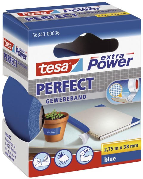 tesa® Gewebeklebeband extra Power Gewebeband, 2,75 m x 38 mm, blau