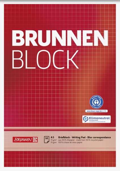 Brunnen Briefblock A5 kariert 50Bl RCP
