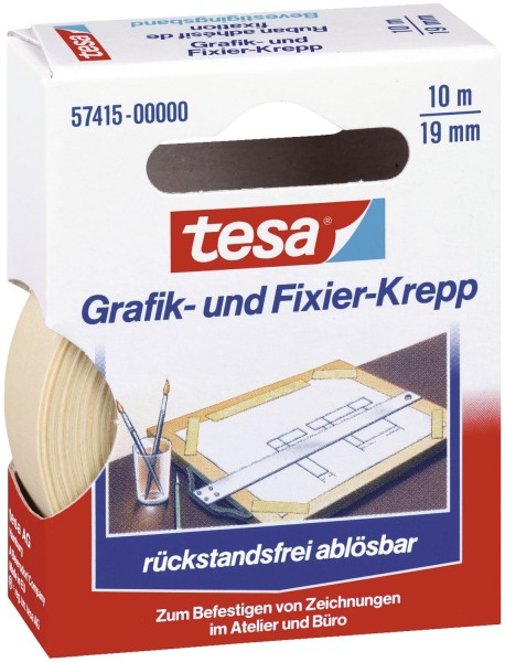 tesa® Fixierband Grafik- und Fixier-Krepp, Papier, 10 m x 19 mm, beige