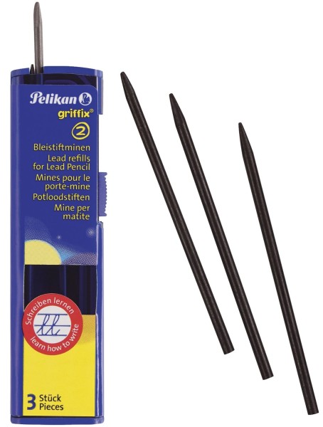 Pelikan griffix® Minen für Bleistift - 2 mm, HB, schwarz, Pack mit 3 Stück